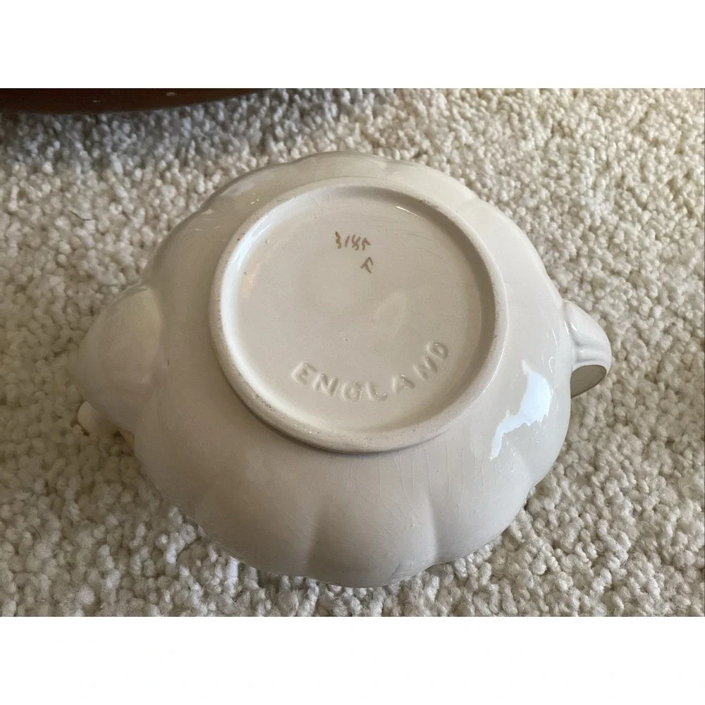 Floral Porcelain Teapot with Gold Trim - Cream